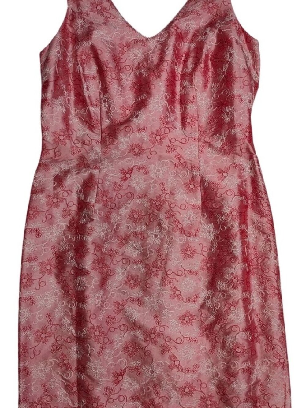 Donna Ricco Size 8 Coral Pink Silk Floral Sleeveless Sheath Dress NWT